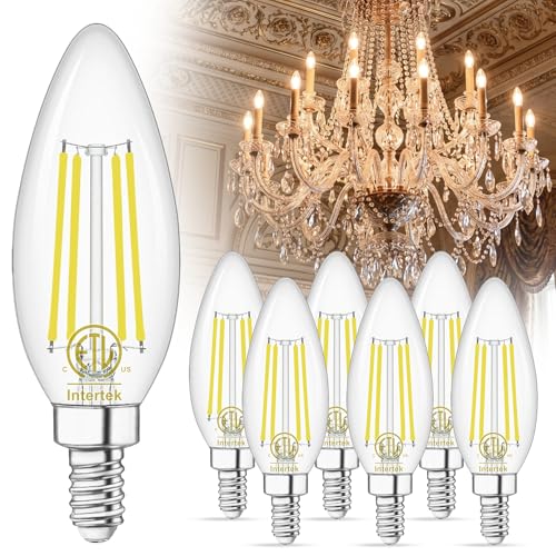 E12 Chandelier LED Light Bulbs 60W Equivalent 3000K Warm White (6 Count (Pack of 1))