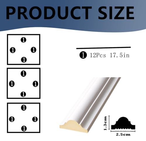 Pre Cut Wall Molding Set 3 pcs Accent Peel and Stick WallMolding Kit 3D Premade Accent Molding Wainscoting Panel Peel and Stick Wall Molding Kit White Frame Premade Moulding Panel