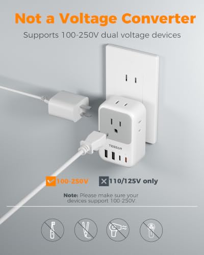 2 Pack 8 in 1 Travel Plug Adapter Type C