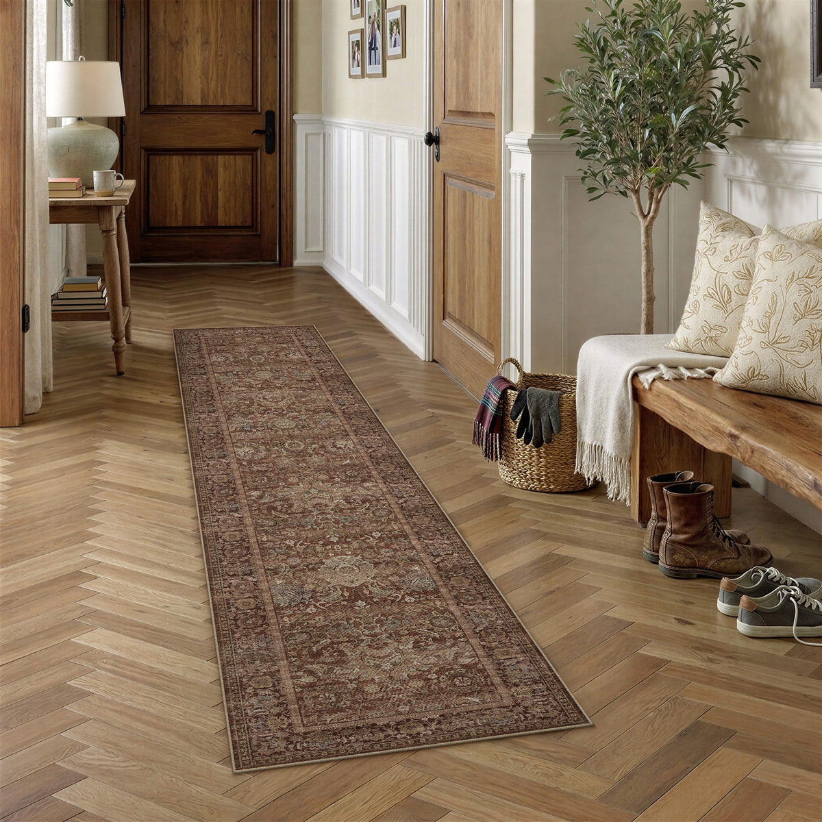 Hallway Runner Rugs 2x8 Rust Red Vintage Rug (Retro | Rust Red / 2' x 8' (Runner))