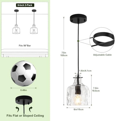 Industrial Glass Pendant Lights for Kitchen Island