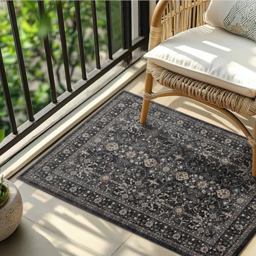 Washable Small Area Rug 2×3 for Entryway (Dark Gray / 2' x 3' (Rectangular))