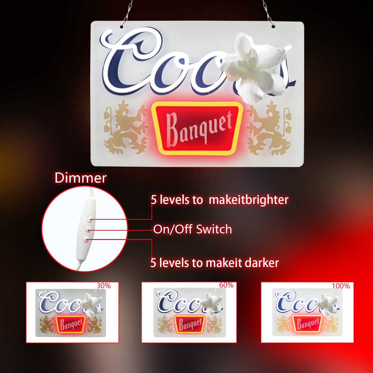 Beer Neon Signs for Wall Decor Crs Banquet Neon Lights for Bedroom Led Signs Suitable for Dormitory Man Cave Christmas Gift (Crs Banquet)