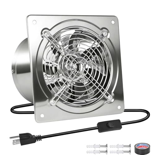 6-inch Wall-Mounted Kitchen Exhaust Fan with Switch, 382 CFM, Portable Installation, Suitable for Attic, Garage, Bathroom, and Basement Ventilation