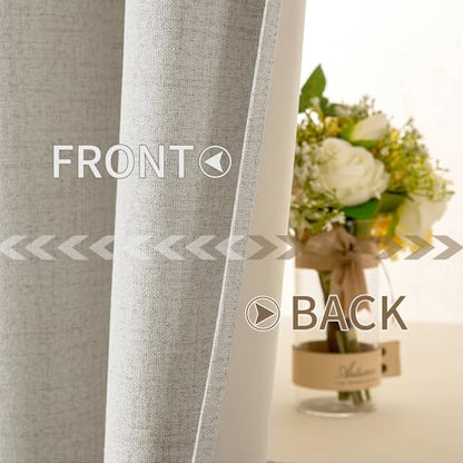 100% Blackout Linen Curtains for Bedroom 52x45 Inches Cobblestone (Cobblestone / 52"W x 45"L (Pack of 2))