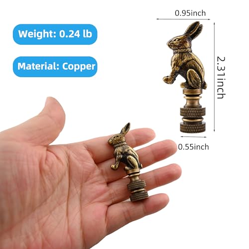 Solid Brass Base Rabbit Lamp Finials 2 Pack