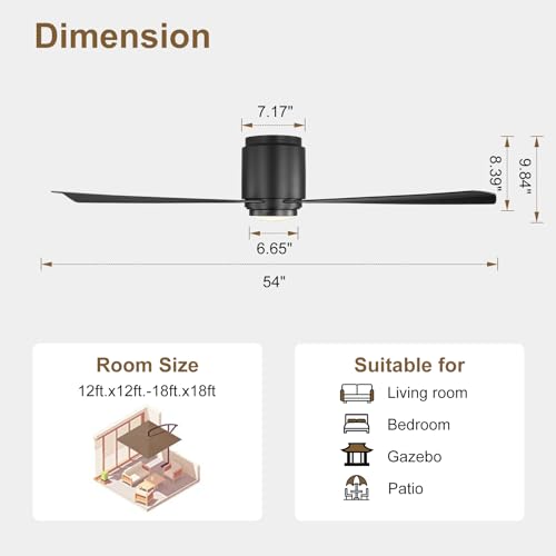 Flush Mount DC Ceiling Fan with Light