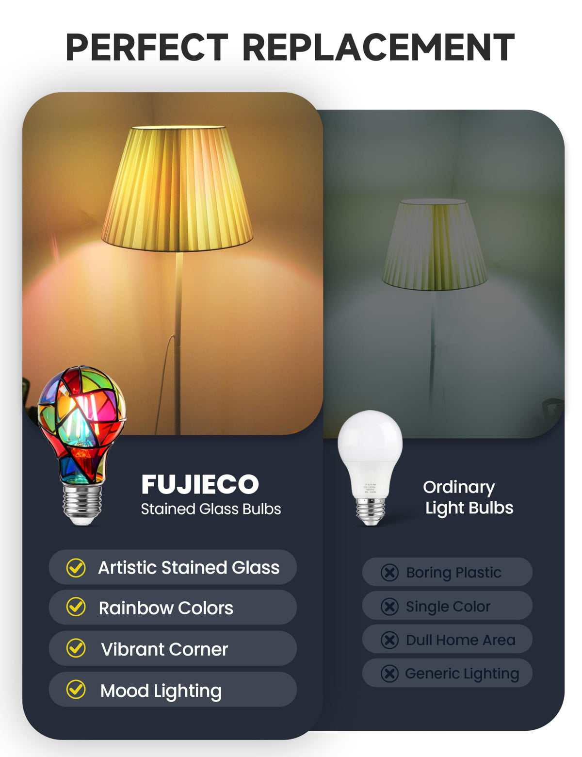 Stained Glass Light Bulb (Rainbow Tone Color)