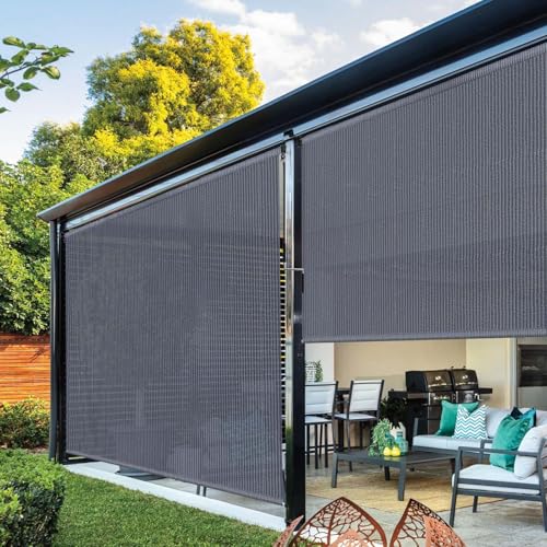 Outdoor Roller Shade 8'W x 6'H (Blue Gray / 96"W x 72"H)