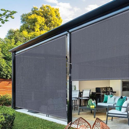 Outdoor Roller Shade 8'W x 6'H (Blue Gray / 96"W x 72"H)