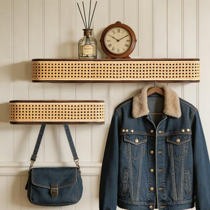 Solid North American Black Walnut Wall Coat Rack with Shelf
