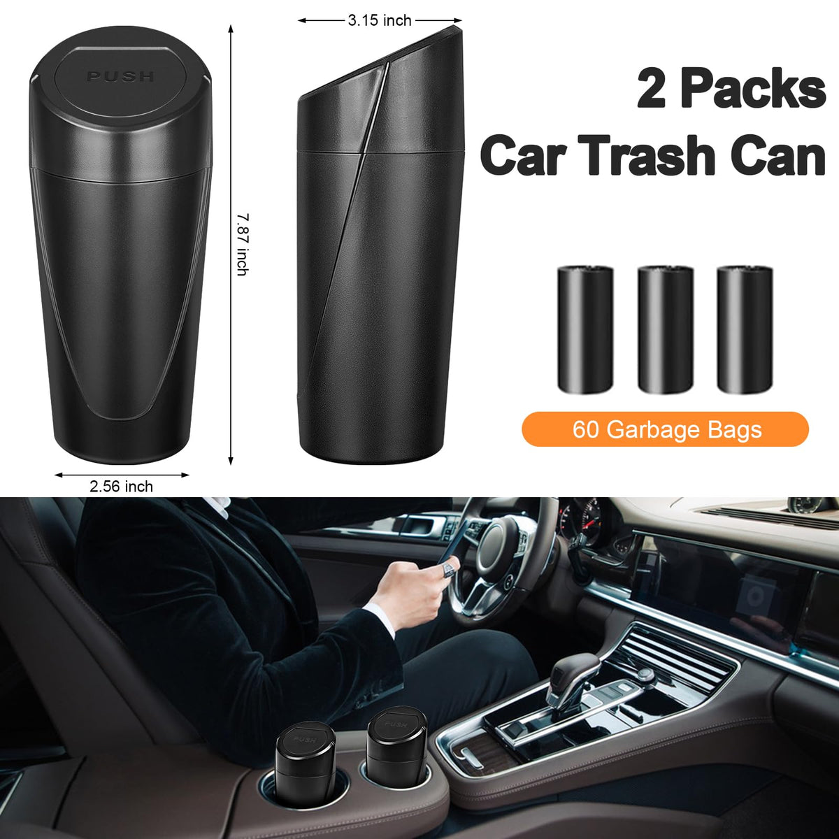 Car Trash Can (Black / Round)