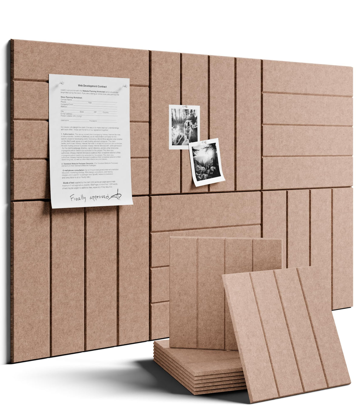Felt Bulletin Board & Cork Board Alternative 36'' x 24'' (Boho-1 / Bold-stripe 6-pack)