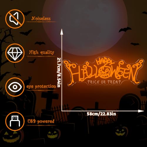 Larger Happy Halloween Neon Sign Pumpkin LED Trick or Treat Wall Decor (Halloween)