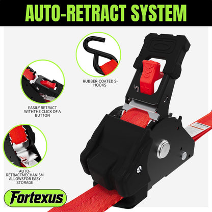 Retractable Ratchet Straps (Red / 4pack)