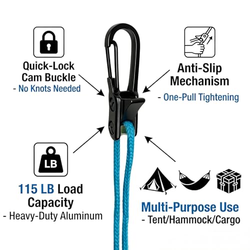 6 Pack Rope with Roller Tensioner for Easy and Secure Tying
