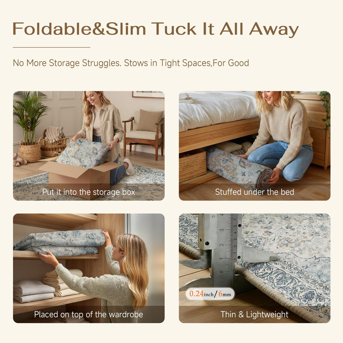 2x6 Washable Runner Rug Navy Blue Non Slip Vintage Carpet (Vintage | Blue Multi / 2' x 6' (Runner))