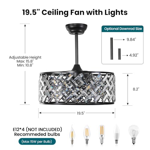 Crystal Caged Ceiling Fans Lights