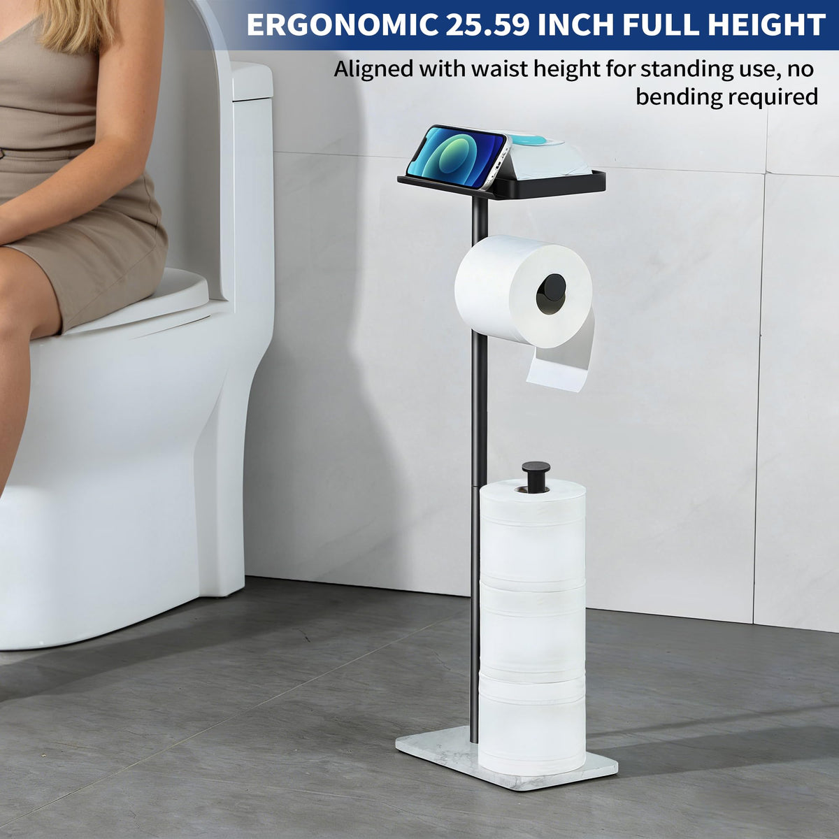 Toilet Paper Stand (Marble White)