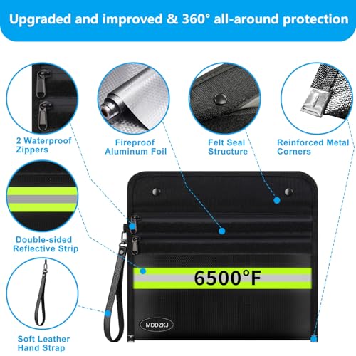 Upgraded 3 Pockets Fireproof Document Bag