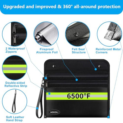 Upgraded 3 Pockets Fireproof Document Bag