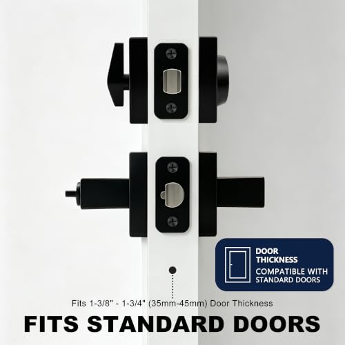 Matte Black Keyed Entry Front Door Lever with Lock