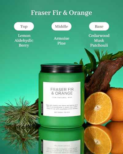Fraser Fir Orange Christmas Scented Candle Non Toxic 19.6Oz 110H (Large Jar / FraserFirOrange)