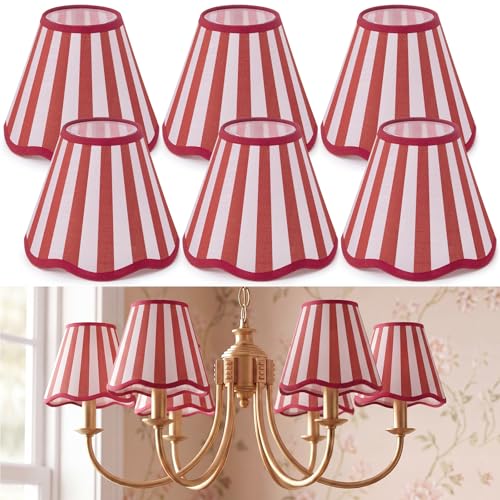 Set of 6 Striped Chandelier Lamp Shades