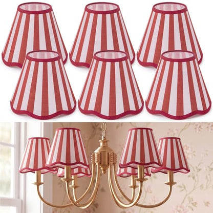 Set of 6 Striped Chandelier Lamp Shades