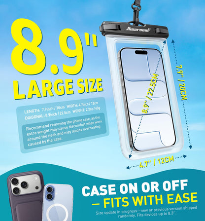 Waterproof Phone Pouch (4-Pack Black & Clear)