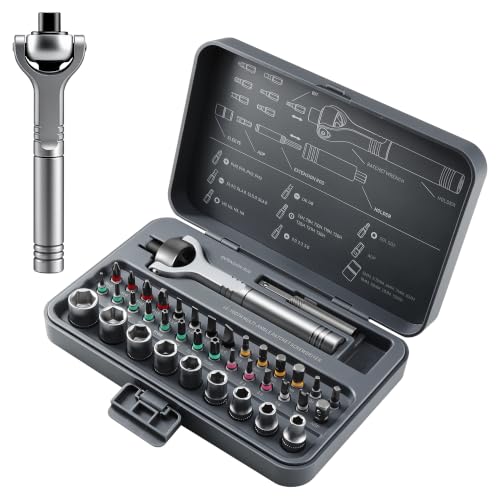 Magnetic Ratchet Screwdriver Set with Detachable Handle