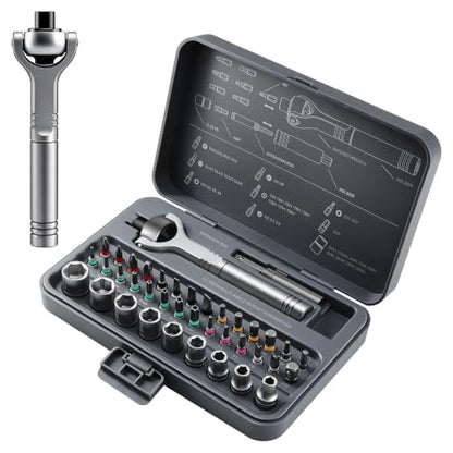Magnetic Ratchet Screwdriver Set with Detachable Handle