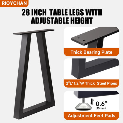 Metal Table Legs 28x17.7 Inch Trapezoid Desk Legs (H28" × W17.7" T)