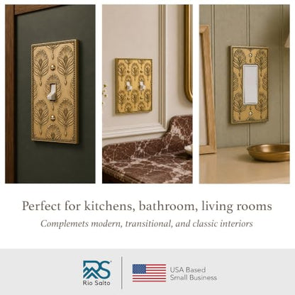 Light Switch Cover Plate Outlet Covers Brushed Brass Gold Metal Decorative Wall Plates