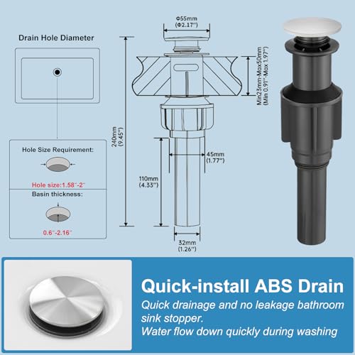 Tall Bathroom Faucet Vessel Sink Faucet with Drain (With Drain / Brushed Nickel)