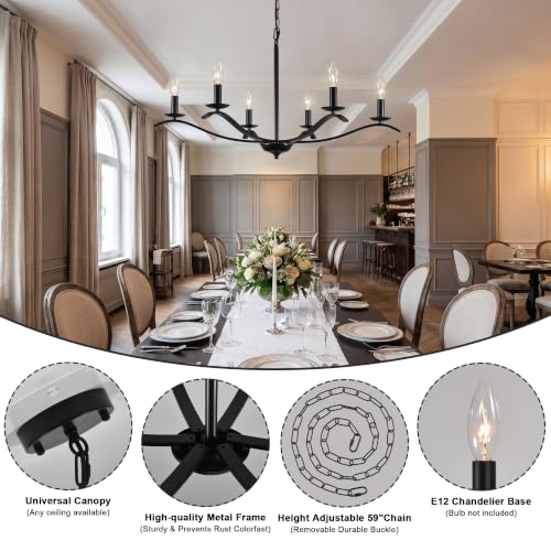 Modern Farmhouse Chandelier 6 Light Candle Large Light Fixture for Dining Room Living Room Kitchen Island