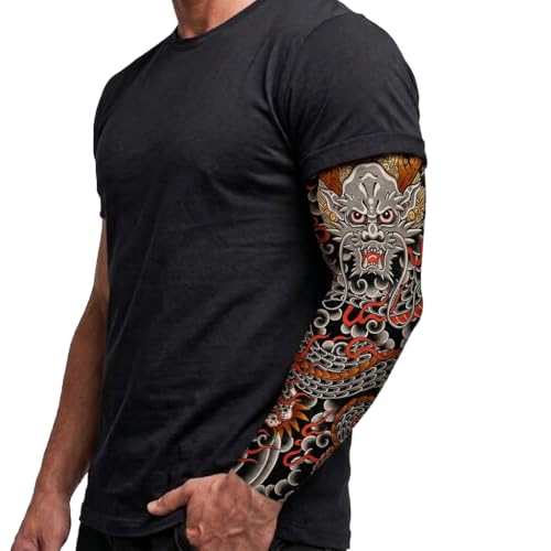 2 Pcs Tiger Dragon Crane Tattoo Arm Sleeves