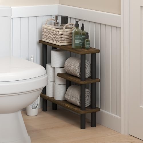 Turn-N-Tube 3-Tier Narrow Bathroom Storage Shelf, Toolless Assembly White Storage Rack, Space Saving Shelf