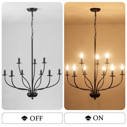 12 Light Black Farmhouse Chandelier