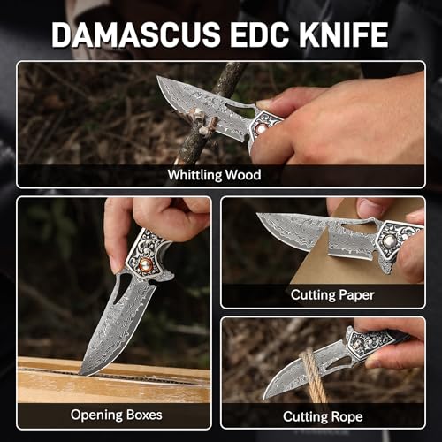 Damascus Pocket Knife for Men