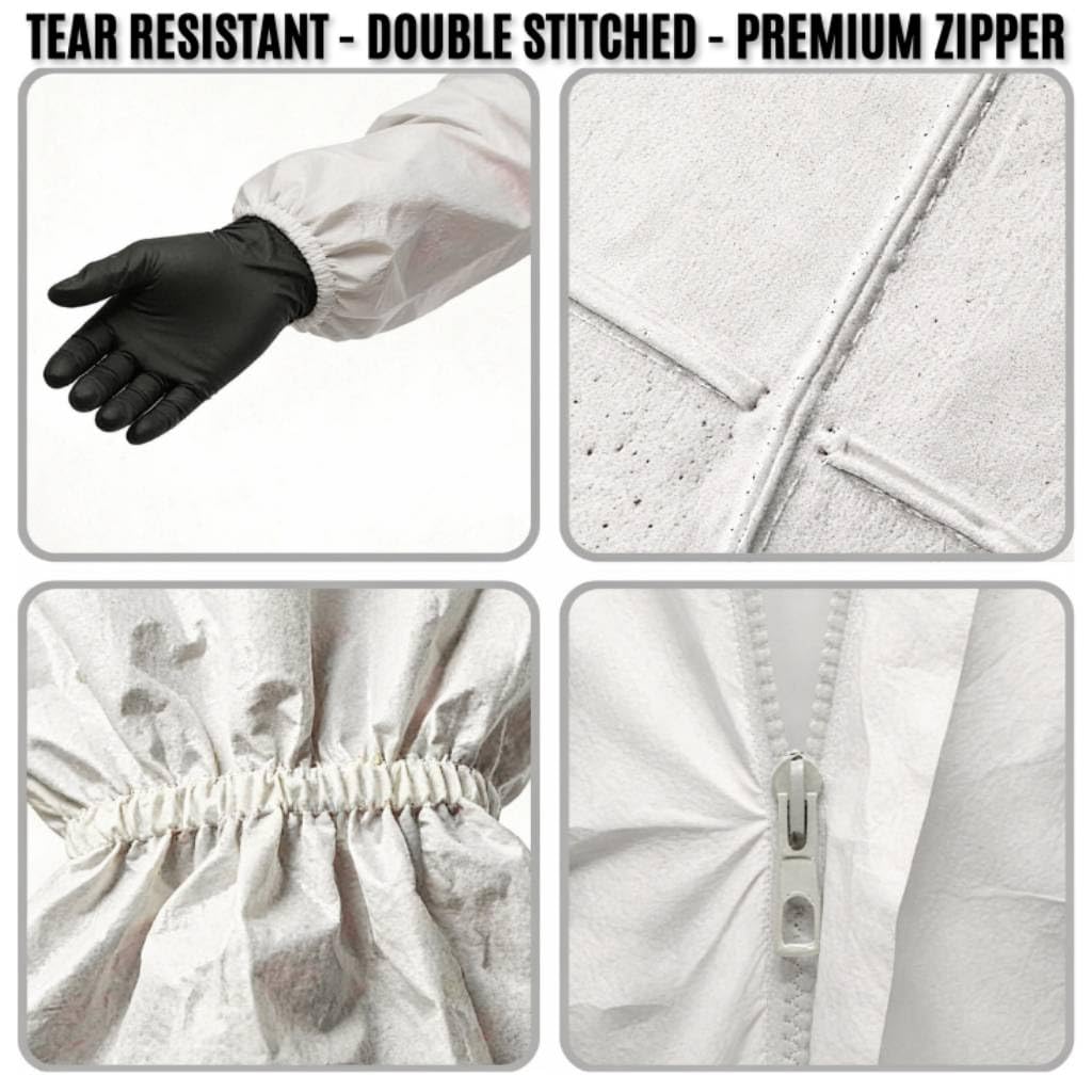 Hazmat Suit Disposable Coverall Kit with Hood (Medium)