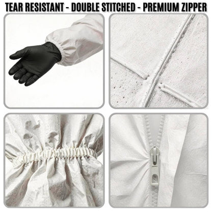 Hazmat Suit Disposable Coverall Kit with Hood (Medium)