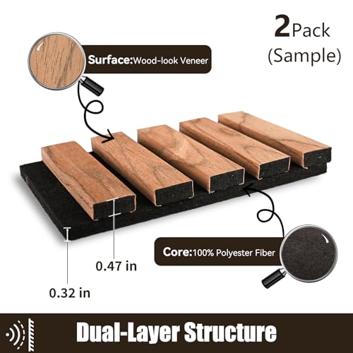 Wood Slat Acoustic Wall Panels for Room Decor and Noise Reduction