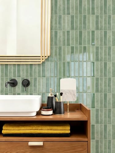10 Sheet Peel and Stick Backsplash Stick on Tile (Sage Green)