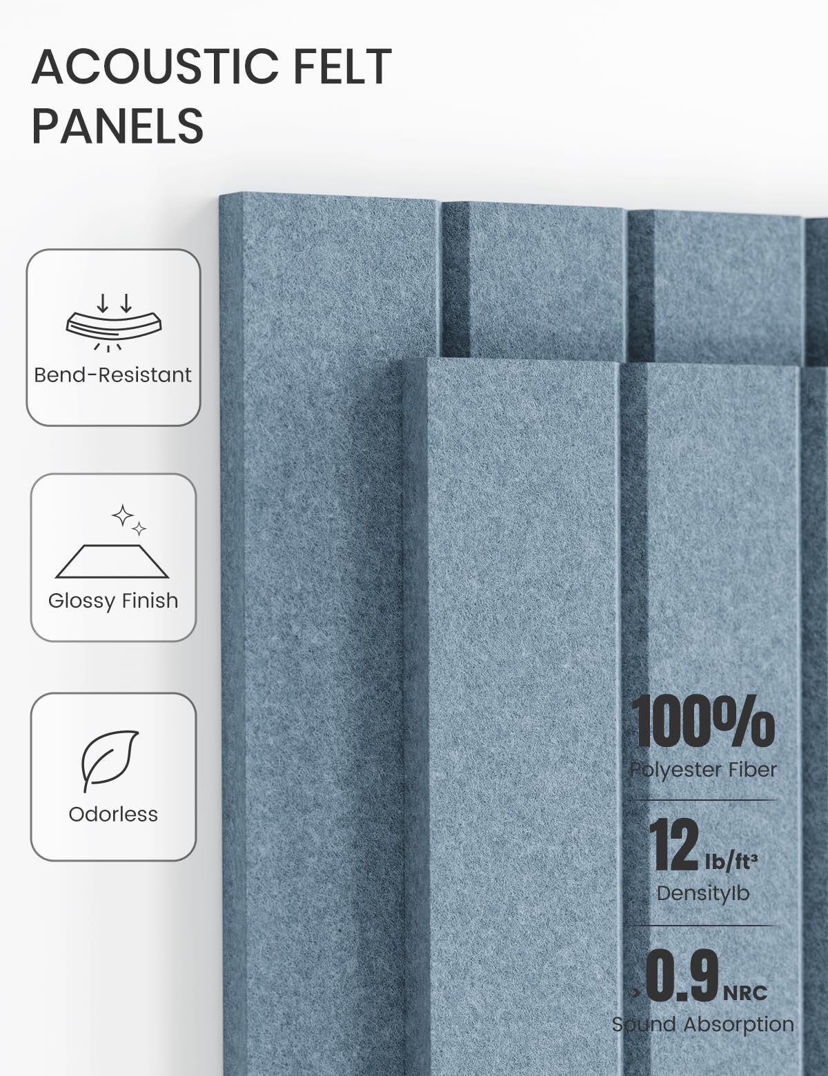 48" x 36" Large Felt Bulletin Board (Coastal Haze / Fine-stripe 12-pack)