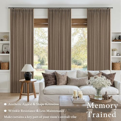 Dark Flax Pinch Pleated 100% Blackout 80 Inch Curtains 2 Panels 50 By 80 (Dark Flax / 50"W x 80"L (Pack of 2))