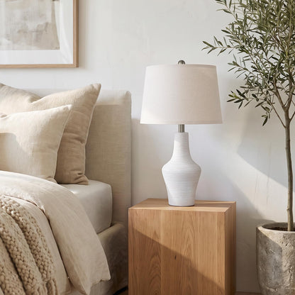 23" Farmhouse Ceramic Table Lamp Modern Bedside Lamps Off (23.25" Single - Off-White)