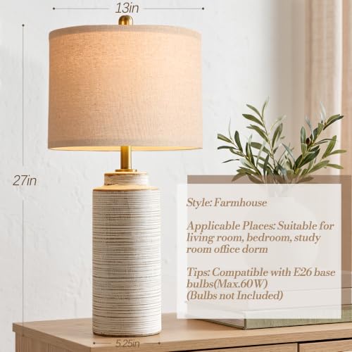 27" Vintage Ceramic Table Lamp Set of 2