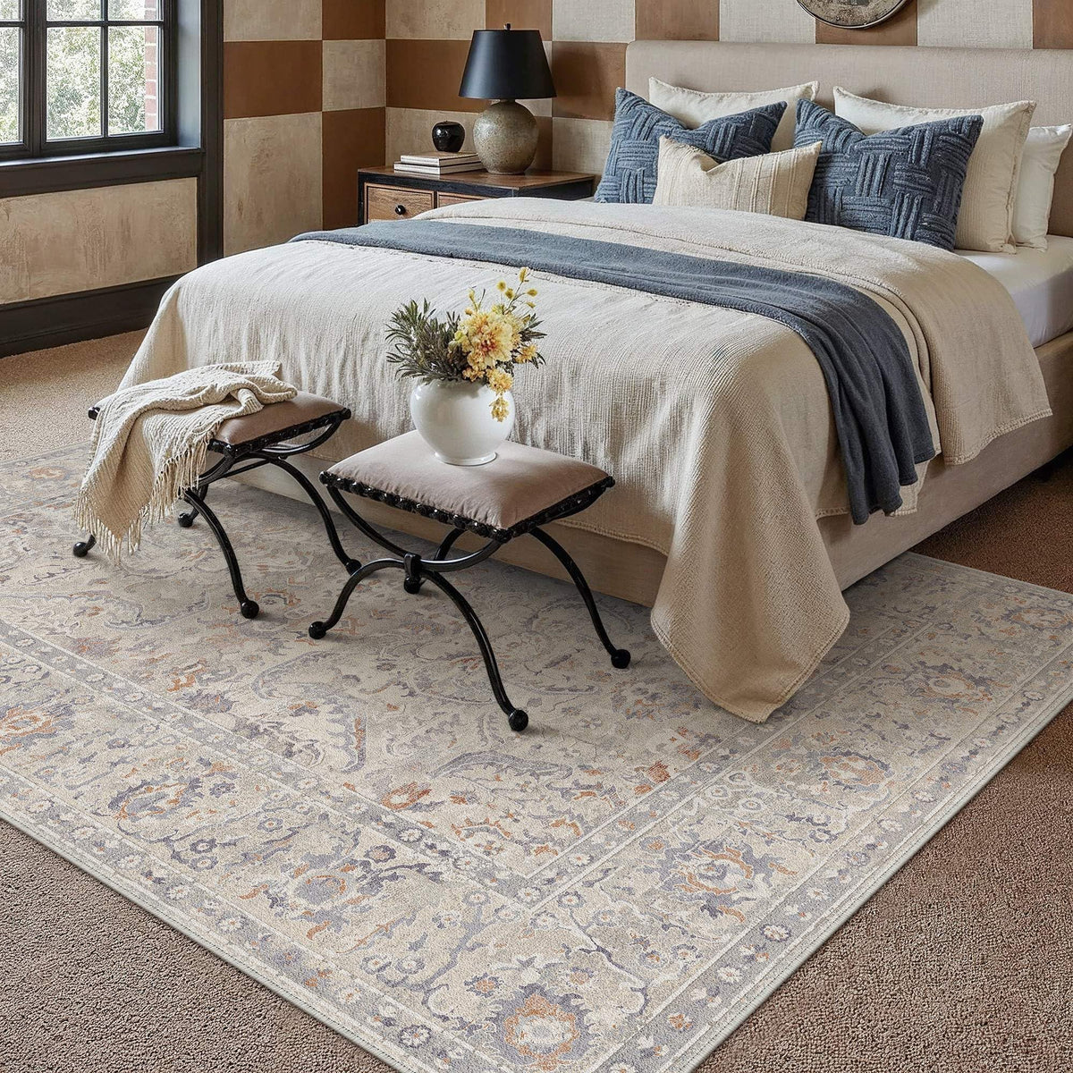 Area Rugs 5x7 Washable Rug Blue Grey (Blue Grey / 5' x 7' (Rectangular))