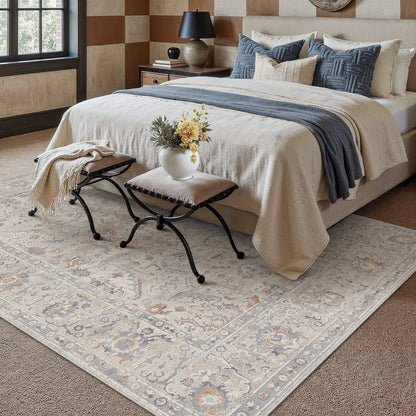 Area Rugs 5x7 Washable Rug Blue Grey (Blue Grey / 5' x 7' (Rectangular))
